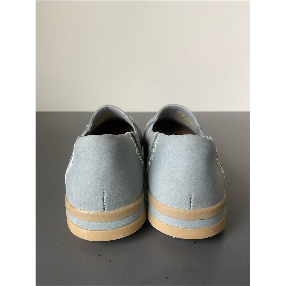 NEW Earth Origins Steel Blue Embroidered Nubuck Slip-Ons Bailey Flats Shoes Sz 9 - Picture 6 of 14